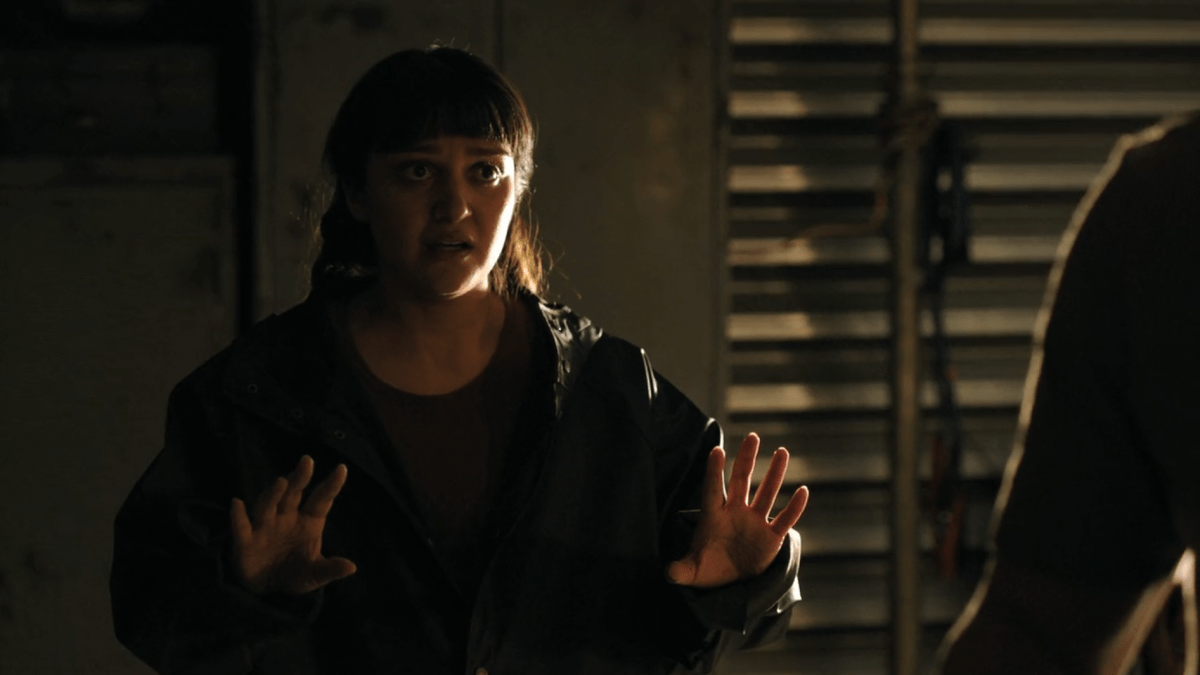 The Last of Us 207 mel with her hands up 
